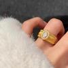 Jin Yan Jin Dian Mismo Estilo Oro Arena Dibujo de Alambre de Diamante Anillo Huevo de Paloma Estilo Chino Nuevo Estilo Retro Corte Elegante Anillo para Mujer