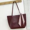 Bolso de Mano de Verano Suave de Piel de Vaca Tejido a Mano Cuero Genuino Bolso para Mujer Cesta de Verduras Hombro Bandolera Bolso de Compras Bolso para Madre