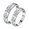Yihuayin anillo de boda de doble fila de diamantes anillo de pareja apertura seiko incrustado anillo de cristal de circonio en stock al por mayor