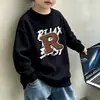 Moletom Masculino Gola Redonda Moda Outono e Inverno Estiloso Pulôver Manga Longa Crianças Pequenas e Grandes Com Pelúcia Interna Quente Versátil