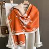 Coreia do Sul Outono e Inverno Nova Moda Gato Cachecol de Caxemira Feminino Coreano Estampado Elegante Quente Pescoço Ar Condicionado Xale