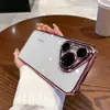Adequado para Capa de Celular Huawei Pura70Ultra de TPU Galvanizado Capa Protetora Ultra Fina Anti-Queda Mate80 com Película para Lente