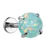 Aretes de Titanio F136 con Garra Incrustada de Ópalo, Piercings Labiales, Joyería para Piercings Corporales de Aleación de Titanio G23 con Rosca Interna, Aretes de Cartílago de Ópalo