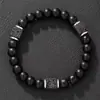 Pulsera de Piedra de Tigre de Alta Gama Transfronteriza, Piedra Natural, Tendencia de Moda para Hombres y Mujeres, Collar Sencillo de Ágata Negra y Piedra Volcánica