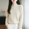 Cárdigan de Punto Jacquard Hueco Retro para Mujer Suéter de Cuello Redondo Chaqueta Corta Petite Temperamento Suave Outerwear de Manga Larga