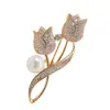 Broche de tulipán de doble cabeza corsage de flor para mujer abrigo de otoño e invierno pasador de abrigo accesorios para traje 2022 nueva moda