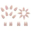 Pegatinas de Arte para Uñas Portátiles, Uñas Largas Estilo Ballet, Uñas Postizas de Color Degradado Sencillo, 24 Piezas, De Origen Vegetal, Material Biodegradable