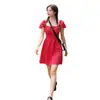 Vestido a Cuadros Rojo Dulce Estilo Francés para Mujer, Nuevo Modelo Verano 2026, Cuello Cuadrado, Mangas Abullonadas, Ceñido a la Cintura, Adelgazante, Vestido Corto Dulce