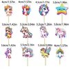 Venta Caliente Transfronteriza Tema de Cumpleaños Infantil Estrella Arcoíris Unicornio Mesa de Postres Decoración para Cupcakes Tarjeta Insertable