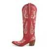 Novas Botas de Equitação de Couro Estrangeiro Tamanho Grande Bordadas Retro com Rebites Salto Grosso Botas Longas Botas de Cowboy Ocidentais