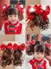 Horquilla para el pelo con lazo rojo para niña, accesorio para el pelo de Año Nuevo, estilo chino, de felpa, para el día de Año Nuevo