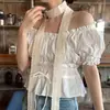 Estilo Coreano Deseo Puro Encaje Blanco Lazo Largo Bufanda de Seda Elegante para Mujer Accesorios Versátiles Cinturón Corbata Banda para el Cabello Accesorios para el Cuello