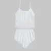 Conjunto de Pijama de Tirantes con Shorts Traje de Casa Satín Seda Antiestático Duradero Estándar UE Color Ecológico