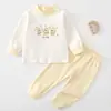 Conjunto de ropa interior térmica para bebé, ropa y pantalones de otoño, pijamas de algodón puro para bebé, ropa para casa, conjunto separado de capa base para niños para primavera y otoño