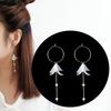 Pendientes de aro con flor de acrílico elegantes estilo coreano Pendientes largos con borla de perlas simples de Corea del Sur para todo