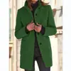 2023 Otoño e Invierno Transfronterizo Retro Europeo y Americano Botón Cuello Alto Chaqueta de Lana Ropa para Mujer