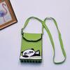 Bolso para teléfono móvil de estilo coreano con diseño de panda pequeño, bandolera de punto, bolso de mano con solapa, bolso informal para salir