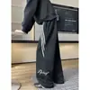 Em estoque: Outono de 2026 Calça casual listrada bordada de peso pesado 380g, calça de moletom reta solta unissex, calça esportiva moderna