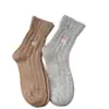 Calcetines Gruesos de Hilo de Encaje para Mujer, Calcetines de Media Pantorrilla con Bordado de Corazón para Otoño e Invierno, Calcetines Gruesos Cálidos de Hilo Estilo Japonés