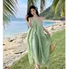 Vestido Purely Sexy com Costas Nuas e Gola Halter para Mulheres, Vestido Longo Plissado para Férias de Verão em Verde e Vermelho, Realça a Tez