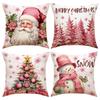 Funda de Almohada Popular Transfronteriza de Navidad Vacaciones Papá Noel Lino Decoración para el Hogar Funda de Almohada Ventas Directas de Fábrica Venta al por Mayor