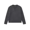 Suéter de punto casual de manga larga con cuello redondo y color liso estilo americano para hombre, perfecto para primavera y otoño, con un estilo moderno de alta costura y un cuello medio abierto
