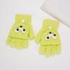Guantes de otoño e invierno de color fresa con diseño de oso de dibujos animados, forro polar coral, cálidos, para exteriores, de cinco dedos, bonitos, para niños.