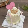 Decoração de Bolo Ornaments para o Dia dos Namorados Chinês de 2025 Urso e Gatinho Jenga Casal Confissão Cartão Coração Plug-in