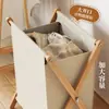 Cesta de lavandería sucia estilo japonés con tapa, gran capacidad, cesta de lavandería plegable, cesta de almacenamiento de ropa sucia para baño