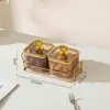 Caja de almacenamiento de bocadillos y dulces personalizada de fábrica, tazón de bocadillos de frutas secas para mesa de centro de sala de estar con tapa, recipiente cuadrado sellado a prueba de polvo