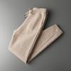 Novedad Otoño e Invierno para hombre, pantalones de cachemira de color liso, ropa exterior casual, pantalones con cordones en el tobillo, pantalones deportivos ajustados gruesos