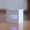Fábrica Fuente Venta al por Mayor Reloj de Madera LED Digital Luminoso Controlado por Voz Despertador Adorno de Escritorio Regalo Despertador para Estudiantes