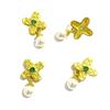 Colgante antiguo de perla dorada con incrustaciones de circonita, flor hueca cuadrada, alas de mariposa, conejo, cuentas sueltas, accesorios de colgante