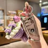 Chaveiro Pingente de Flor de Girassol de Lã, Flor de Rosa Artificial, Enfeite de Crochê Feito à Mão para Pendurar na Bolsa Estilo Ins