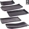 Plato rectangular negro de melamina vajilla japonesa para hot pot plástico esmerilado imitación porcelana plato para platos fríos plato para sushi plato para barbacoa plato plano