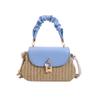 Bolso Tejido de Paja 2024 Verano Nuevo Popular Moda Bolso Cruzado Casual Tejido para Mujer Sobre Postura Portátil Bolso Cuadrado Pequeño