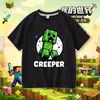 Camiseta infantil de manga corta de Minecraft con Creeper, Steve y Dragón del End, top de algodón 100% para niños