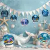 7 piezas bola de vidrio de esponja colgante de madera regalo creativo de vacaciones serie oceánica decoración de árbol de Navidad fiesta colgante