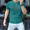 Nueva camiseta de manga corta de algodón mercerizado para primavera y verano, con cuello redondo en relieve tridimensional, ajustada, de alta gama, cómoda, atractiva, transpirable, tendencia para hombres.