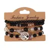 Pulsera de múltiples capas retro bohemia con cuentas del árbol de la vida para mujer, conjunto de pulseras DIY moderno y personalizado