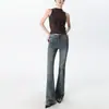 Jeans Acampanados de Cintura Alta Elásticos para Mujer con Diseño Estructurado Estilo Americano, Novedad Primavera y Verano Ajustados Versátiles para Chicas Populares