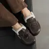 Zapatillas Birkenstock de Piel de Cabra con Lazo, Modernas y Cómodas, Invierno 2025, Tacón Bajo, Punta Redonda, Piel Genuina, Pelo Cálido, Zapatos Mula para Mujer