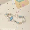 Ins Simple Verano Azul Hueso de Pescado Pequeño Cordón Cadena para Teléfono Móvil Colgante de Cámara CCD Adornos Colgantes de Cuentas DIY