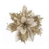 15cm Navidad Polvo Dorado Calado Flor Estéreo DIY Flor Rosa Cebolla en Polvo Guirnalda de Árbol de Navidad Accesorios Atuendo Festivo