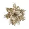 15cm Navidad Polvo Dorado Calado Flor Estéreo DIY Flor Espolvoreada con Cebolla en Polvo Guirnalda de Árbol de Navidad Accesorios Ropa Festiva