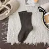 Calcetines Básicos de Lana para Mujer Otoño e Invierno, Calcetines sin Costuras de Color Sólido para Maternidad, Calcetines Versátiles Simples de Media Pantorrilla, Calcetines Gruesos Cálidos de Estilo Holgado