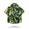 Camisa Vintage Estampada de Manga Curta da Tailândia Marca da Moda Unissex Solta Estilo Havaiano Praia Camisa para Casal Casaco da Moda