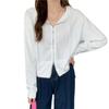 Cross-border camisola com capuz mulheres outono coreano estilo fino fino cintura curta cardigan jaqueta top