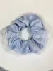 Elástico de Cabelo Scrunchie Listrado com Renda Estilo Coreano para Mulheres, Acessório de Cabelo Suave e Elegante, Elástico de Cabelo Scrunchie Estilo Coreano