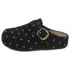 En stock~Zapatillas Birkenstock de lana a cuadros con lunares grises, suela gruesa, súper suaves, para mujer, slip-on, zapatos sencillos para persona perezosa, zuecos